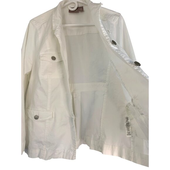 Chicos Alabaster Canvas Jacket Size 16 XL Button Closure Cotton Blend RB10602 EU - Picture 3 of 8